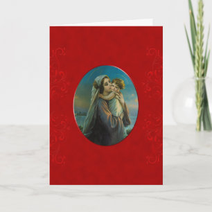 Välsignad Virgin Mary Baby Jesus på Red Velvet Kort