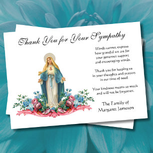 Välsignad Virgin Mary Catholique Tack Condolence Kort