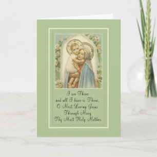 Välsignad Virgin Mary Holding Baby Jesus med bön Kort