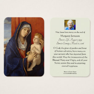 Välsignad Virgin Mary Jesus Funeral Prayer Visitkort