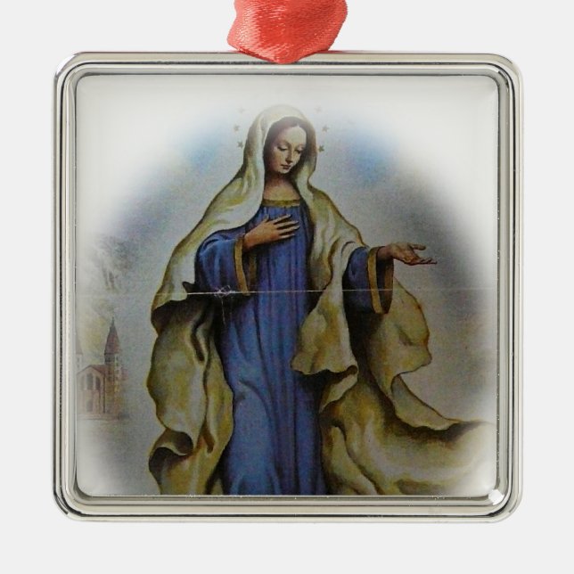 Välsignad Virgin Mary-julprydnad Julgransprydnad Metall (Framsidan)
