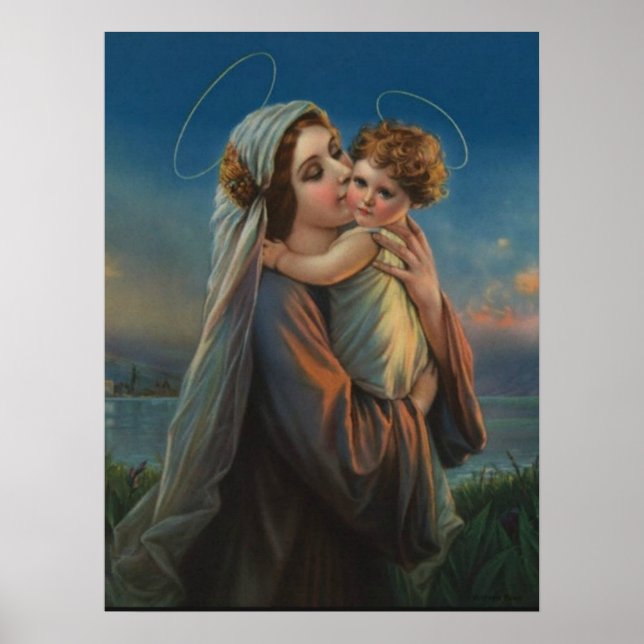 Välsignad Virgin Mary Madonna med Child Jesus Poster (Framsidan)