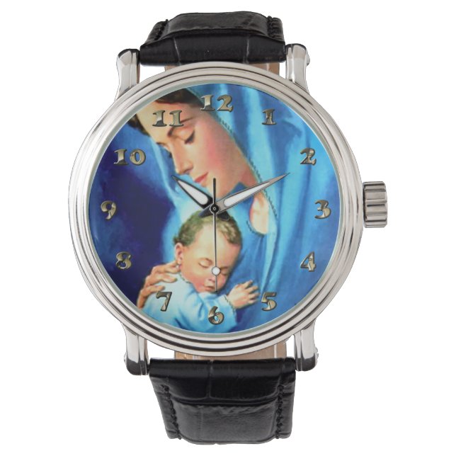 Välsignad Virgin Mary med Baby Jesus Armbandsur (Framsida)