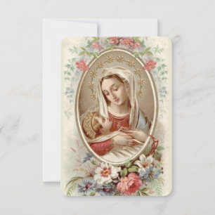 Välsignad Virgin Mary med Baby Jesus & Blommor