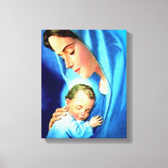 Välsignad Virgin Mary med Baby Jesus Canvastryck (Framsida)