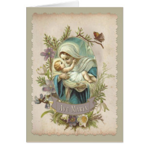 Välsignad Virgin Mary med Baby Jesus Hälsningskort