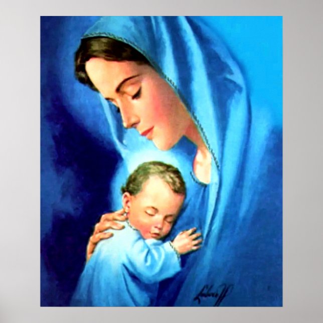 Välsignad Virgin Mary med Baby Jesus Poster (Framsidan)