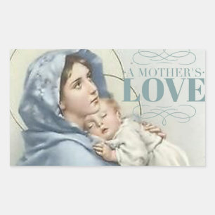 Välsignad Virgin Mary med Baby Jesus Rektangulärt Klistermärke