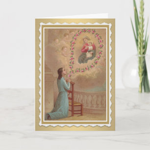 Välsignad Virgin Mary med Baby Jesus Ro Kort