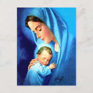 Välsignad Virgin Mary med Baby Jesus Vykort