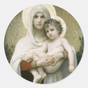 Välsignad Virgin Mary med Child Jesus Runt Klistermärke