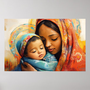 Välsignad Virgin Mary och den spädbarn Jesus Poster