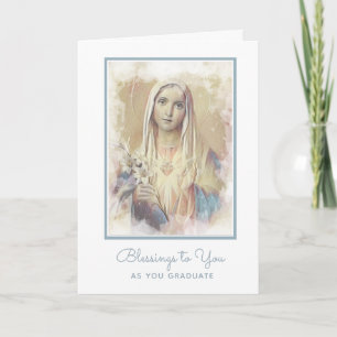 Välsignad Virgin Mary Religiösa Blommigt Studenten Kort