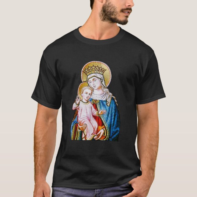 Välsignad Virgin Mary som håller i Baby Jesus T Shirt (Framsida)