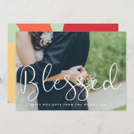 Välsignad Whimsical-skript - fotojul Julkort