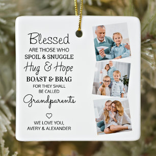 Välsignade farmor Grandma Grandpa Photo Collage Julgransprydnad Keramik