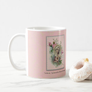 Välsignade jungfruliga Mary blommar den Memorare Kaffemugg