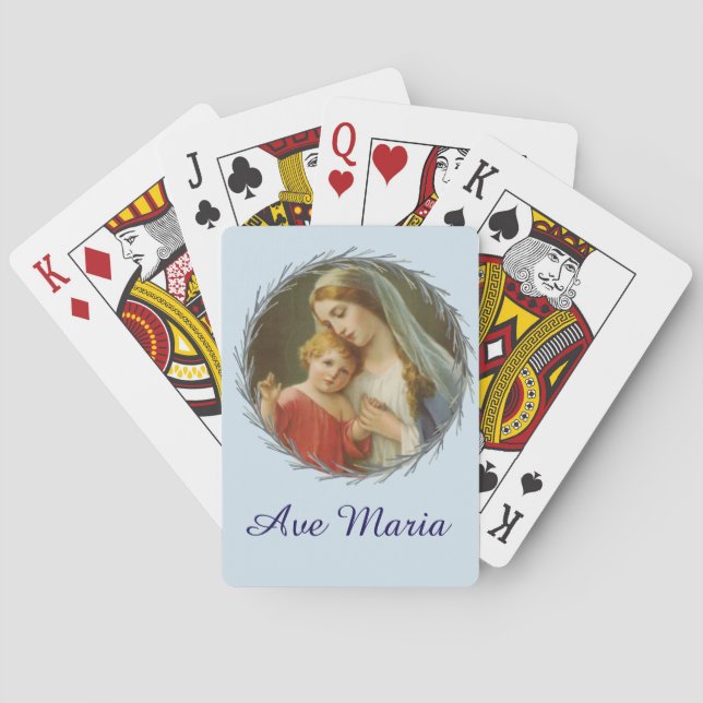 Välsignade jungfruliga Mary med den babyJesus Casinokort (Baksidan)
