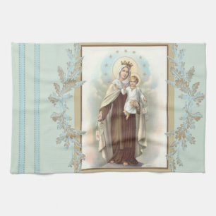 Välsignade jungfruliga Mary Mount Carmel Jesus Kökshandduk