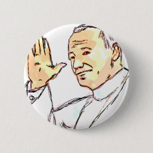 Välsignade Pope John Paul Ii klämmer fast Knapp