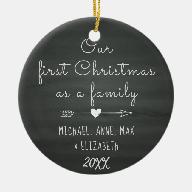 Välsignat av första jul för adoption, fosterhem julgransprydnad keramik (Framsidan)