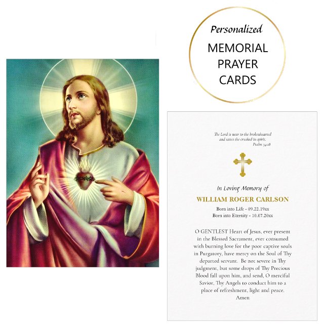 Välsignat Helig hjärta av Jesus begravda bönekort Placeringskort (Skapare uppladdad)