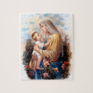 Välsignat jungfruligt Mary och spädbarnbarn Jesu Pussel