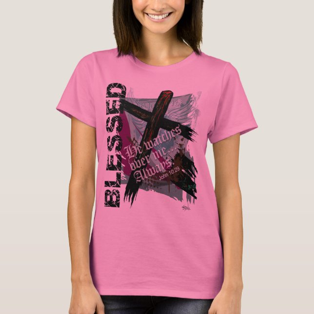 Välsignat - kristen bibelScriptureJohn 10:29 Tee Shirt (Framsida)