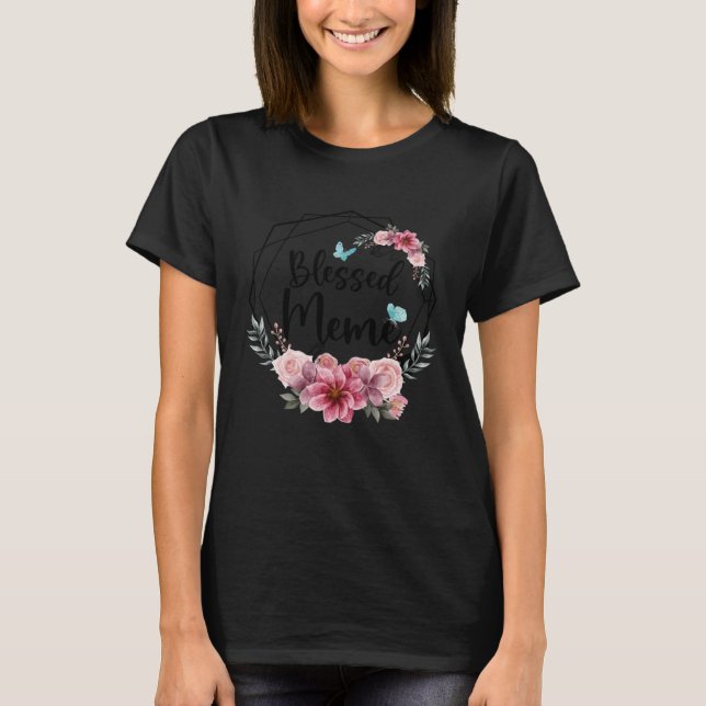 Välsignat minne med Blommigt Mor Dag 2023 T Shirt (Framsida)