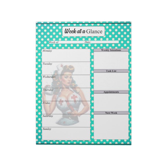 Välsignat Pinup Nurse _ Vecka i en snabbhet Anteckningsblock (Roterad)