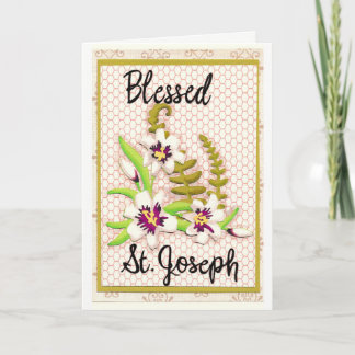 Välsignat St. Joseph Greeting Card med Lilies Helgkort
