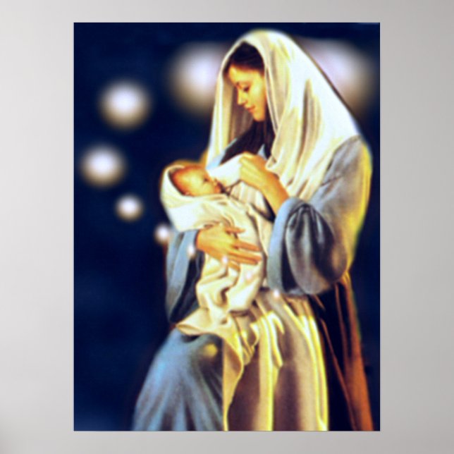 Välsignat Virgin Mary och Spädbarn Jesus Poster (Framsidan)