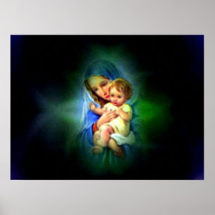 Välsignat Virgin Mary och Spädbarn Jesus Poster