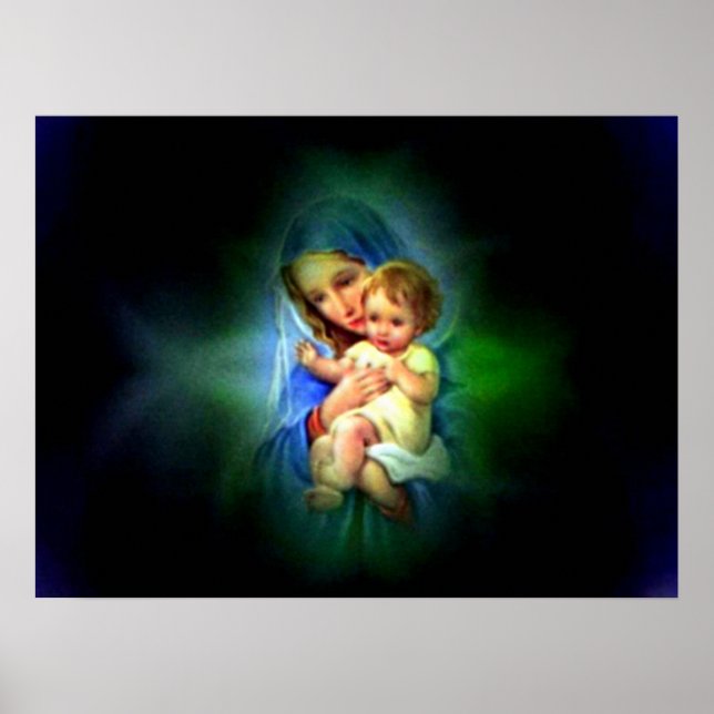 Välsignat Virgin Mary och Spädbarn Jesus Poster (Framsidan)
