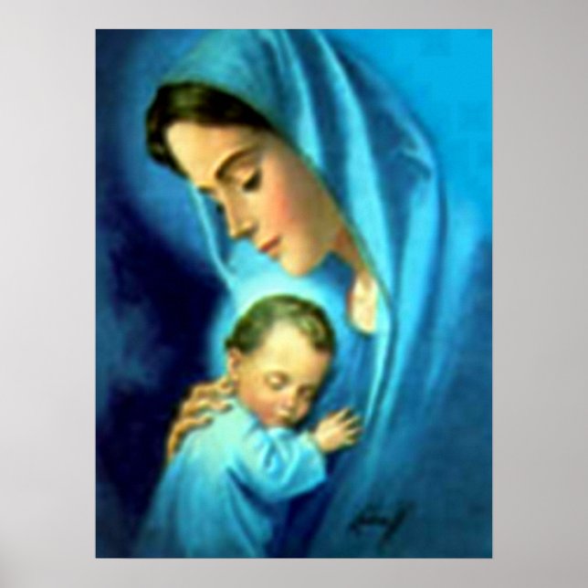 Välsignat Virgin Mary och Spädbarn Jesus Poster (Framsidan)