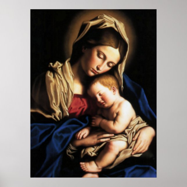 Välsignat Virgin Mary och Spädbarn Jesus Poster (Framsidan)