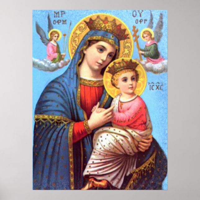 Välsignat Virgin Mary och Spädbarn Jesus Poster (Framsidan)