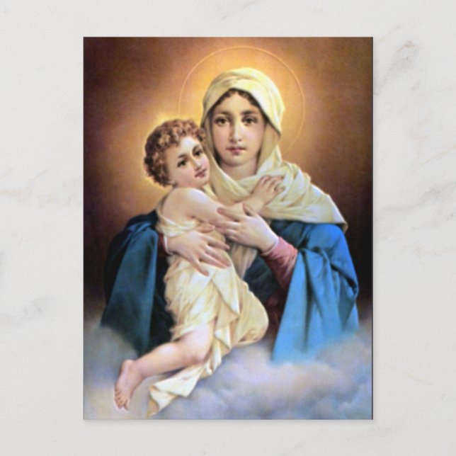 Välsignat Virgin Mary och Spädbarn Jesus Vykort (Framsida)