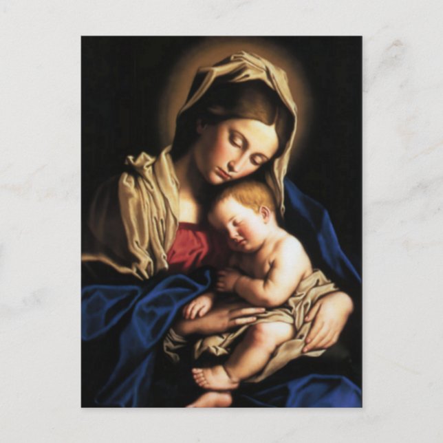 Välsignat Virgin Mary och Spädbarn Jesus Vykort (Framsida)
