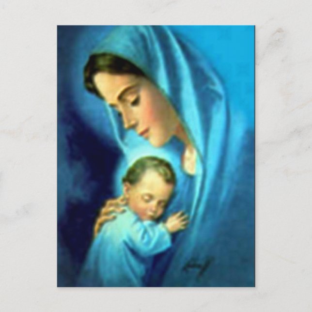 Välsignat Virgin Mary och Spädbarn Jesus Vykort (Framsida)