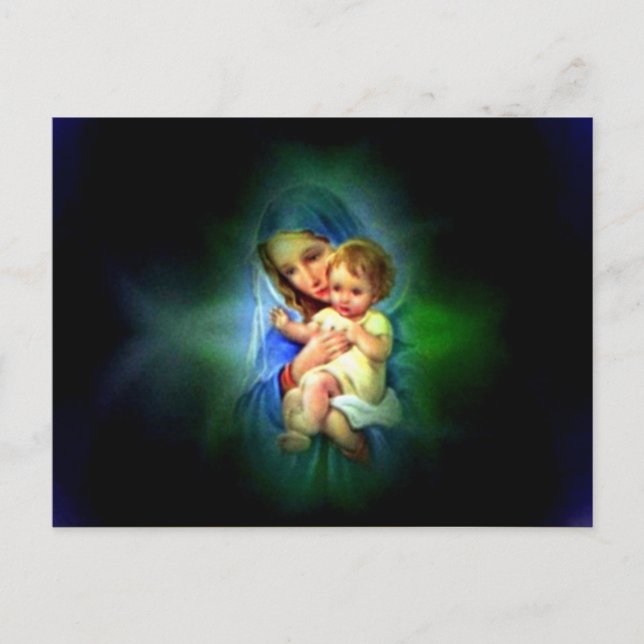 Välsignat Virgin Mary och Spädbarn Jesus Vykort (Framsida)