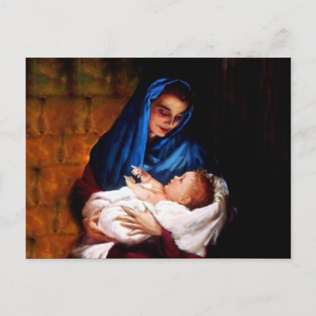 Välsignat Virgin Mary och Spädbarn Jesus Vykort (Framsida)