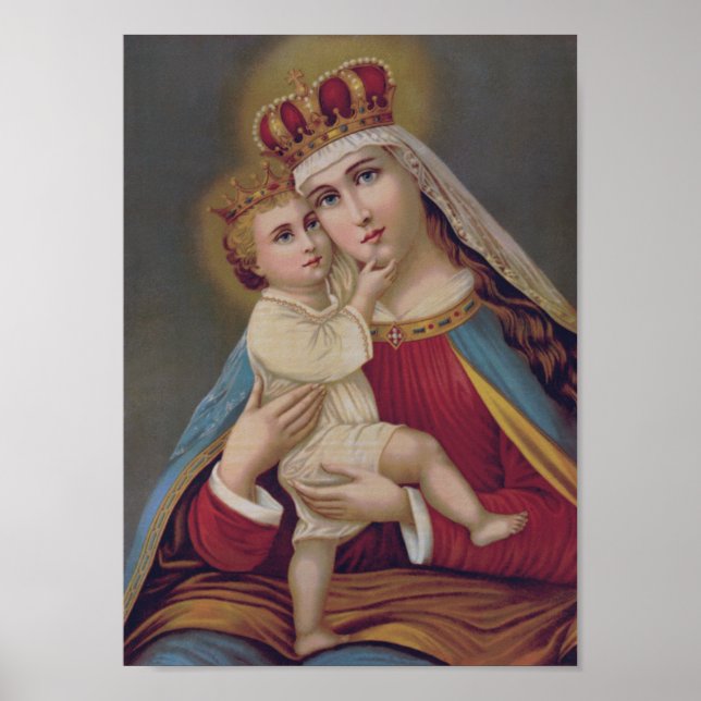 Välsignat Virgin Mary Queen of Heaven Jesus katoli Poster (Framsidan)