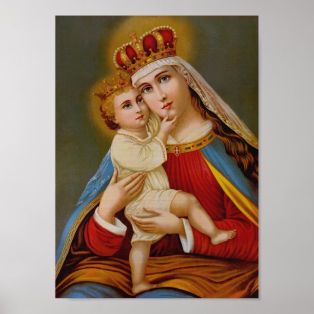 Välsignat Virgin Mary Queen of Heaven Jesus katoli Poster (Framsidan)