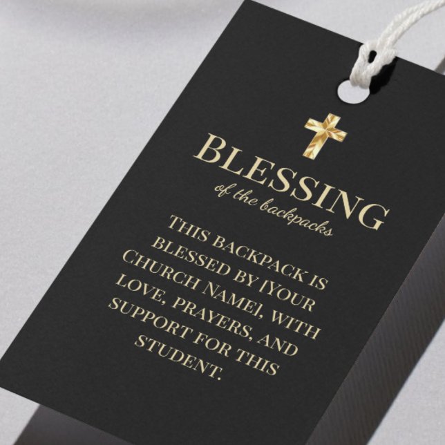 Välsignelse av ryggsäckarna Klassiskt Guld och Sva Presentetikett (The foil details are simulated in the artwork. No actual foil will be used in making this product.)