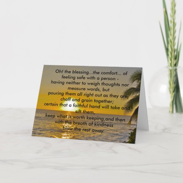 Välsignelse av vänskapsolnedgångfotoet kort (Framsida)