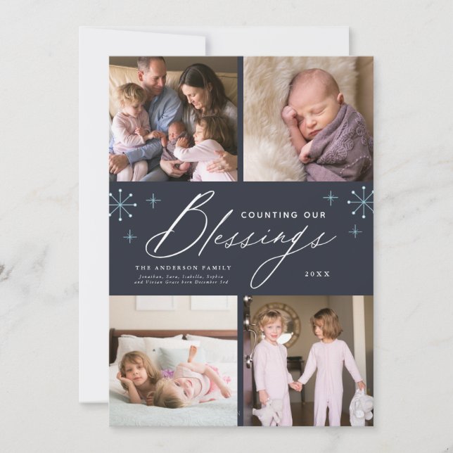 Välsignelser Ny Bebis 4 Foto Jul Julkort (Framsida)