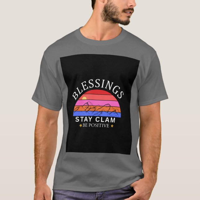 Välsignelser Var Lugna Var Positiv – Regnbåge Soln T Shirt (Framsida)