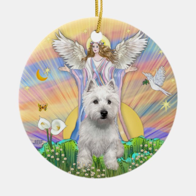 Välsignelser - Westie (P) Julgransprydnad Keramik (Framsidan)