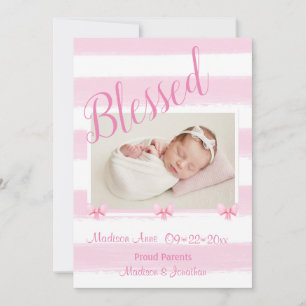 Välsignerad Rosa Fotoskript Anpassa Girly Birth Meddelande